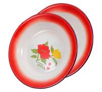 EPIGEIST Lot de 2 Assiettes Émaillées Rétro 18 CM Motif Floral Aléatoire Plateau de Service Robuste en Émail pour Maison et Restaurant Assiettes Multi-Usages pour Apéritifs et Desserts