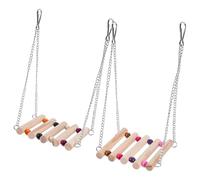 EPIGEIST Lot de 2 Balançoires Suspendues en Bois pour Oiseaux avec Chaîne en Acier Inoxydable Jouets Perchés pour Perroquets Accessoires Cage et Jardin Ponts Ludiques Ornés de Perles