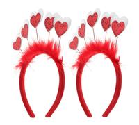EPIGEIST Lot de 2 Bandeaux à Cheveux de Cœur Rouge à Paillettes Accessoires Saint-Valentin pour Femmes Serrage-Tête Léger et Confortable pour Fêtes Mariage et Décorations Festives
