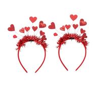 EPIGEIST Lot de 2 Bandeaux de Festival de Cœur Rouge Serrage-Tête Saint-Valentin et Mariage 9 Cœurs Pailletés Accessoire Cheveux Fête et Décoration Élégante