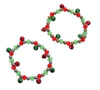 EPIGEIST Lot de 2 Bracelets de Noël Clochettes en Cristal Élastique Couleurs Or et Argenté Décoration Festive de Poignet pour Femmes et Filles Accessoires de Fête Élégants