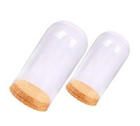 EPIGEIST Lot de 2 Dômes en Verre Transparent avec Bouchon en Liège, Tailles 9x12 Cm et 10x13 Cm, Couverture Décorative pour Fleurs Stabilisées et Micro-paysages, Accessoire Décoration