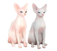 EPIGEIST Lot de 2 Figurines de Chat sans Poils Sphinx Garçon et Filles, Petites Statuettes Décoratives en PVC Rigide, Ornements de Bureau et Chambre, Jouets Éducatifs et Accessoires Photo,