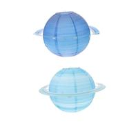 EPIGEIST Lot de 2 Lanternes en Papier Suspendues de Planète Couleurs Bleu Clair et Bleu Foncé Décoration Fête D’Anniversaire Thème Espace Système Solaire Décorations DIY pour Maison et
