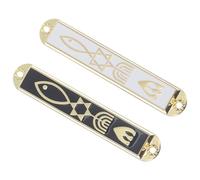 EPIGEIST Lot de 2 Mezouzahs Décoratives Religieuses en Métal Noir et Blanc 88 Mm, Ornements de Porte Sacrés Juifs, Décoration Maison Mezouza pour Porte D’entrée, Symbole de Prière Judaïque