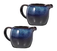EPIGEIST Lot de 2 Pichets à Lait en Céramique Créative Européenne 150 Ml avec Poignée et Bec Verseur, Petits Crémier pour Café, Thé et Sauces, Couleur Bleu Dégradé, pour Maison et Café