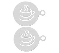 EPIGEIST Lot de 2 Pochoirs à Café en Acier Inoxydable 304 Modèles pour Latte Art Réutilisables et Lavables Outils Pratiques pour Décoration de Cappuccino et Desserts