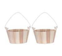 EPIGEIST Lot de 2 Seaux de Sauna en Bois Dur Naturel 12,7 Cm avec Poignée en Corde - Mini Seau de Rangement pour Sel de Bain et Eau - Accessoire Spa Compact Salle de Bain, Usage