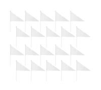 EPIGEIST Lot de 20 Petits Drapeaux Triangulaires Blancs Solides sur Bâton Plastique Léger 40 X 27 Cm, Drapeaux Vierges à Main Résistants aux Intempéries pour Décorations