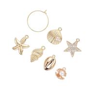 EPIGEIST Lot de 24 Pendentifs de Boucles Auriculaires DIY Style Marin en Alliage Couleur Or Accessoires Bijoux Coquillage Rose Kit Créatif pour Fabrication Artisanale Décorations