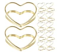 EPIGEIST Lot de 25 Porte-Cartes de Table de Cœur Doré Clips Décoratifs Multifonctions en Métal Mini Trombones Porte-Mémos pour Mariage Fête et Bureau Support Photo et Marque-Place