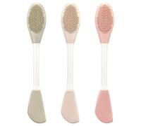 EPIGEIST Lot de 3 Brosses Applicatrices Double Extrémité en Silicone pour Masque Facial Brosse Exfoliante Visage Outil de Soin pour Nettoyage en Profondeur Couleurs Vert Printemps Gris