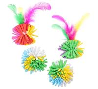 EPIGEIST Lot de 4 Balles à Griffer pour Chats d'Intérieur 4 CM en EVA Coloré Plumeau Jouets Interactifs pour Chatons Stimulant la Chasse Jeu Quotidien