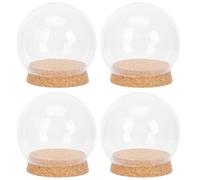 EPIGEIST Lot de 4 Dômes D’Exposition en Verre Transparent Bouchon en Liège, Diamètre 12 Cm, Décoration Intérieure pour Fleurs Préservées, Micro-paysages et Ornements de Table