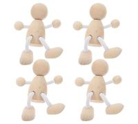 EPIGEIST Lot de 4 Figurines en Bois Non Peintes Petits Objets de Décoration DIY Surface Lisse Matériau Bois Naturel pour Loisirs Créatifs et Activités Manuelles Garçon et Filles et