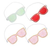 EPIGEIST Lot de 4 Masques de Sommeil Fruités Portables 4 Pièces Pvc Gel Réutilisable pour Garçon et Filles Masque Occlusif Anti-lumière Soulageant Fatigue Yeux Usage Maison Bureau Camping