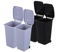 EPIGEIST Lot de 4 Mini Poubelles de Bureau en Plastique 2 Noires 2 Grises avec Couvercle et Roulettes Corbeilles Pratiques pour Chambre Bureau Salle D’Étude Rangement des Déchets et