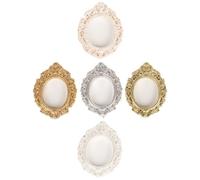 EPIGEIST Lot de 5 Mini Cadres Photo Vintage en Résine Format Petit Couleurs Blanc Pur Or Mat Or Pailleté Argenté et Blanc Texturé Décoratifs pour Loisirs Créatifs et Micro-Paysages