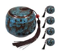 EPIGEIST Lot de 5 Urnes Funéraires Miniatures en Céramique Bleue pour Cendres de Petits Chiens et Chats Boîte Commémorative Solide et Élégante Souvenir Portable pour Rappel Animalier