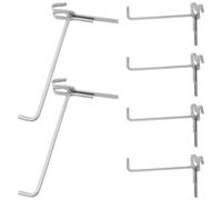 EPIGEIST Lot de 6 Crochets en Acier Inoxydable à Bras Droit pour Panneau Perforé, Supports Universels pour Étagères Métalliques, Crochets Muraux Multifonctionnels pour Rangement