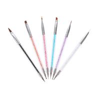 EPIGEIST Lot de 6 Stylos Pinceaux pour Nail Art Double Extrémité, Manche Acrylique, Stylo de Manucure Professionnel, Outil de Dessin Précis pour Salons de Beauté et DIY Nail Art