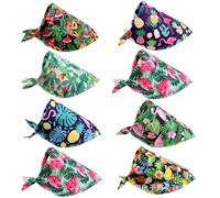 EPIGEIST Lot de 8 Bandanas Tropicaux pour Animaux de Compagnie Foulard Triangulaire Taille M Motifs Fruits et Flamants en Tissu Doux et Respirant pour Fêtes Séances Photo et Vacances