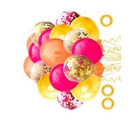 EPIGEIST Lot de Ballons Latex Colorés avec Confettis et Rubans Décoration Festive pour Mur et Plafond Kit Complet pour Anniversaire et Fête Rouge Orange et Or