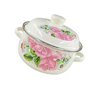 EPIGEIST Marmite en Émail Épais 16L 18Cm Couvercle et Deux Anses Casserole Ménagère Compatible Gaz et Induction Ustensile Cuisine pour Mijotage et Cuisson Familiale