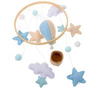 EPIGEIST Mobile pour Berceau Bébé en Feutrine Décoration Suspendue Nuage et Montgolfière Pompons Colorés Accessoire Chambre Garçon et Filles Coordination Main-Œil Présent Naissance à
