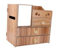 EPIGEIST Organisateur Multifonction Bois pour Cosmétiques de Bureau avec Miroir et Porte-serviettes Rangement Compact pour Maquillage et Accessoires