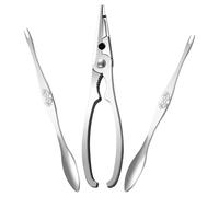 EPIGEIST Outils Crustacés Acier Inoxydable Pince Casse-Crabe et Fourchettes pour Fruits de Mer Ustensiles Maison pour Homard Pinces Antidérapantes pour Manger Crabes et Huîtres