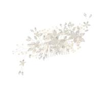 EPIGEIST Peigne à Cheveux Mariage Forme Perles et Argentés Accessoire Floral Élégant pour Femmes et Filles Épingle Latérale Résistante pour de Mariée
