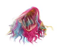 EPIGEIST Perruque Courte Colorée Bouclée Arc-ciel pour Femme et Fille Wig Synthétique Légère et Confortable pour Halloween Cosplay Fête Mermaid Style
