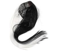 EPIGEIST Perruque Moitié Noire Moitié Blanche Longue et Lisse Perruque Synthétique pour Femme pour Cosplay Fêtes et Halloween Style -parti Élégant et Naturel