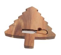 EPIGEIST Planche à Découper Naturel Forme Sapin de Noël avec Couteau et Fourchette Plateau Snack et Fromage Polyvalent pour Cuisine Festive et