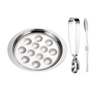 EPIGEIST Plateau à Escargots Inox Têtes Grand Format avec Pinces et Fourchette Résistant et Compatible Four Micro-ondes et Lave-vaisselle pour Cuisson et Service Maison et Restaurant