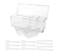 EPIGEIST Plateau Réfrigéré à Condiments 5 Compartiments avec Couvercle en Plastique Transparent Distributeur Alimentaire pour Buffet Fruits et Légumes Frais Service Traiteur Pratique