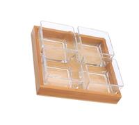 EPIGEIST Plateau Verre Divisé Compartiments sans Couvercle pour Fruits Secs et Noix Service Snack Organisé avec Support Bois Assiettes Multifonctions pour Apéritif et Dessert