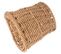 EPIGEIST Poubelle Tissée Rotin Synthétique Résistante et Facile à Nettoyer Corbeille Ronde pour Bureau Chambre Salle de Bain et Cuisine Panier de Rangement Multifonction Beige à Motif
