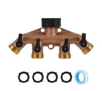 EPIGEIST Répartiteur de Robinet en Laiton à 4 Voies Vannes Marche/Arrêt Connecteur de Tuyau de Jardin Rotatif Anti-Fuite Adaptateur pour Système d'Arrosage et Tuyaux d'eau