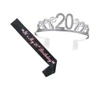 EPIGEIST Sash de Fête Ans avec Couronne Strassée et Peigne Ceinture Détiquette pour Anniversaire Accessoire pour Reine Dun Jour