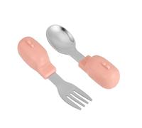 EPIGEIST Set Couverts Inox Garçon Fille avec Cuillère Courte Ergonomique Fourchette Apprentissage pour Garçon Fille Ustensiles de Repas Résistants Chaleur Adapté Transition Alimentaire des