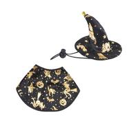 EPIGEIST Set de Costume Halloween pour Animaux avec Cape et Chapeau de Sorcier Cosplay Créatif pour Chiens et Chats Facile à Porter et Adapté Plupart