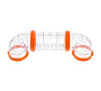 EPIGEIST Tunnel pour Hamster DIY Orange Ensemble de Tubes Transparents Tube Droit Court 2 Coudes en C et 4 Anneaux Accessoires pour Cage à Hamsters Jeu D’Extension pour Tunnel