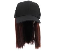 EPIGEIST Wig Hat Femme Court Droit Fibre Haute Température Perruque Intégrée avec Casquette Noire Style Baseball Accessoire Cheveux Naturel et Réutilisable pour Look Mode Rapide