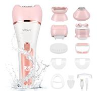 Épilateur 6 en 1 pour femmes,sans fil,rechargeable,rasoir féminin et épilateur pour le visage,le visage des femmes,le Visage utilisable sous l'eau et à sec avec brosse exfoliante,brosse nettoyante