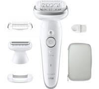 Braun Épilateur Silk-épil 9 (9-041) – Tête pivotante, étanche, tête rasoir – Blanc/Argent