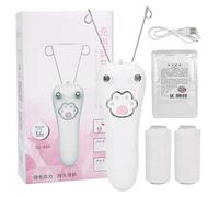Épilateur électrique à fil de coton, appareil d'épilation du visage et du corps, éclairage LED rechargeable par USB, conception ergonomique pour femmes et hommes (Blanche)