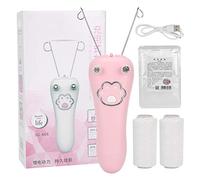 Épilateur électrique à fil de coton, appareil d'épilation du visage et du corps, éclairage LED rechargeable par USB, conception ergonomique pour femmes et hommes (Rose)