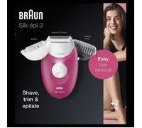 Epilateur électrique Braun Silk-épil 3 SE 3410 pour femmes - 3 accessoires inclus